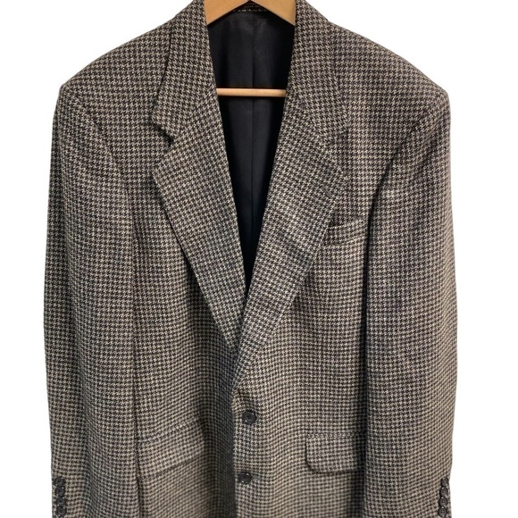 OSCAR de la Renta tan/black houndstooth men’s size 40L. - Picture 1 of 14